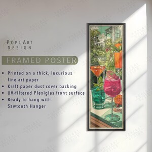 Jugendstil Cocktail Wandkunst: Lange Schmal Bunte Sommer Drinks auf Leinwand gerahmt Bild 9