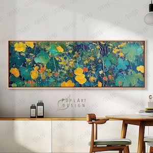 Framed Wildflower Garden Canvas Art: Panoramic Floral Print
