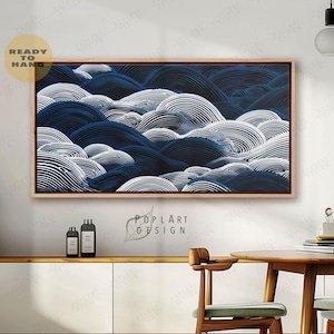 Blue and White Wave Canvas Print: Coastal Japanese Art