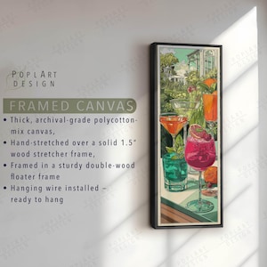 Jugendstil Cocktail Wandkunst: Lange Schmal Bunte Sommer Drinks auf Leinwand gerahmt Bild 11