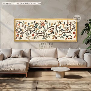 Baum des Lebens Tapisserie Druck Wandkunst: Große horizontale natürliche gerahmte Leinwand
