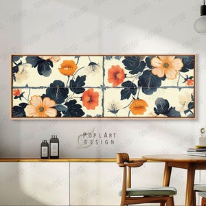 Floral Panoramic Canvas Art: Long Horizontal Framed Print
