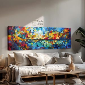 Framed Abstract Canvas Art: Mid-Century Modern Living Room Decor