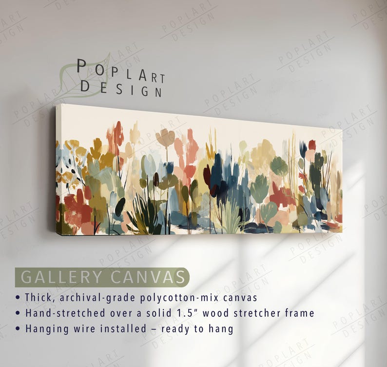 May include: A rectangular gallery canvas print featuring an abstract floral design. The artwork showcases a variety of colorful brushstrokes in shades of red, blue, green, and yellow. The canvas is stretched over a 1.5-inch wood frame and ready to hang.