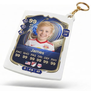 Personalized Soccer Acrylic Keychain | FC26 Style Custom Football Photo Gift for Kids & Soccer Fans
