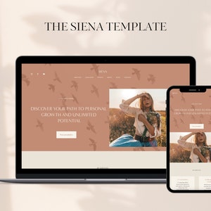 Aesthetic clean Squarespace 7.1 website template for life coaches, wellness coaches, creatives, and entrepreneurs in subtle earth tones