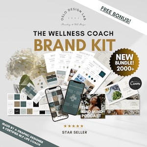 Kit di Branding per Wellness Coach | Modelli Canva + Branding per Social Media per Nutrizionisti, Salute, Benessere, Yoga e Mindset