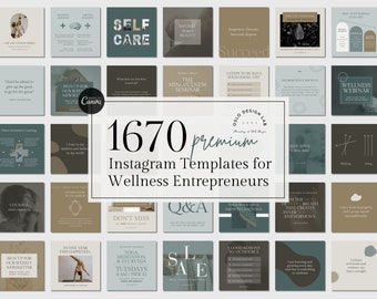 1670 minimalistic modern aesthetic Instagram Template Bundle for Wellbeing Coaches, Health Coaches, Wellness Entrepreneurs, Small Businesses