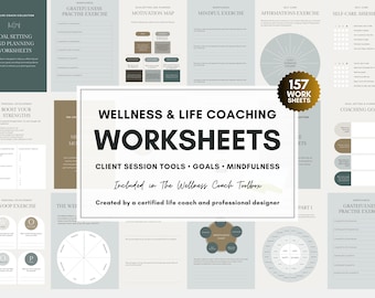 Feuilles de travail de coaching de vie pour coachs, fixation d'objectifs et pleine conscience (modifiables sur toile)