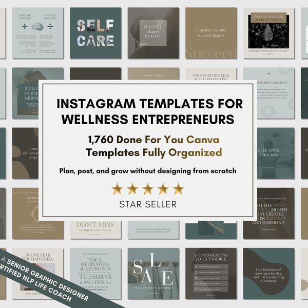 Instagram Templates for Wellness Entrepreneurs | 1,670 Canva Social Media Posts for Coaches