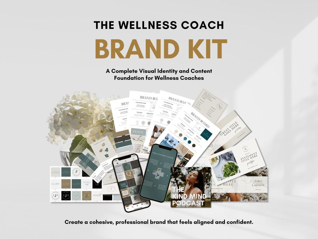 Wellness Coach Brand Kit | 2000+ Canva Templates for Branding ...