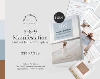 369 Manifestation Guided Journal Canva Template (Commercial Use)