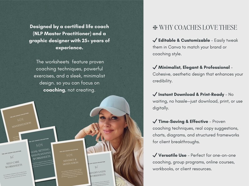 Professional therapy worksheets for mental health coaches, counselors, and life coaches. Includes self-reflection worksheets, coping strategies, anxiety management exercises, cognitive behavioral therapy (CBT) tools, journaling prompts, emotional well-being planners, and mindset growth exercises. Editable in Canva, perfect for therapists, coaches, and holistic health professionals. Digital instant download, printable coaching workbook.