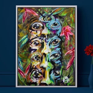 Original Psychedelic Art Acrylic Paintings, Trippy Abstract Artwork for Sale by MalhechoArt