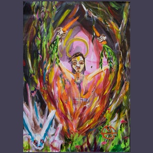 Unique Visionary Artwork - 19x27 Mystical Acrylic Painting