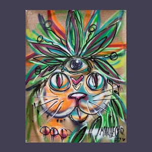 Original painting for art lovers, Cat art painting, Original cat art, Loving cat original painting, One of a Kind Artwork, Vibrant colorful