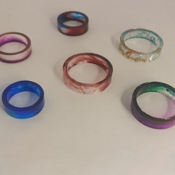Rings, resin art, resin jewlery, colored, design,party, style