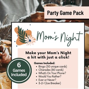 Mom&#39;s Night Party Pack - 6 Ice Breaker Games - Instant Download - Printable - Good for Groups
