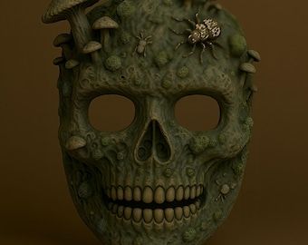 Mushroom Skull Mask STL File | Creepy Horror Cosplay Prop 3D Printable Model Digital Download