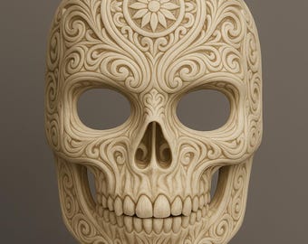 Ornate Skull Mask STL File: 3D Printable Cosplay Prop (Digital Download)