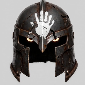 Dark Warrior Helmet STL File with Handprint Symbol for 3D Print