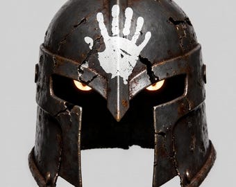 Dark Warrior Helmet STL File with Handprint Symbol for 3D Print
