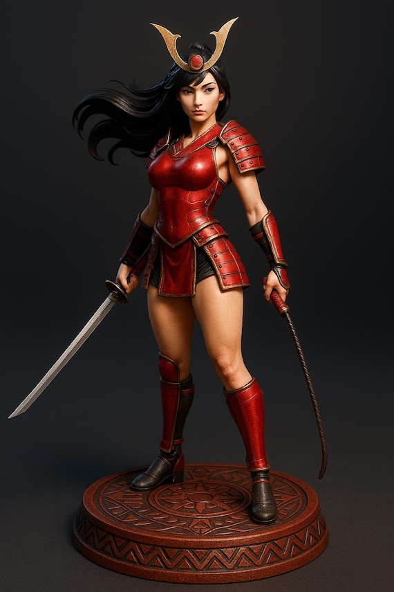 Warrior Goddess STL File – Fantasy Female Warrior 3D Model – Printable Statue – Digital Download