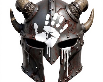 Casco de guerrero vikingo con cuernos, archivo STL, impresión 3D, armadura digital, descarga