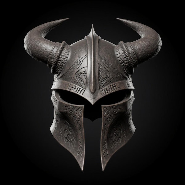Viking Horned Helmet STL File: 3D Printable Dark Fantasy Armor (Digital Download
