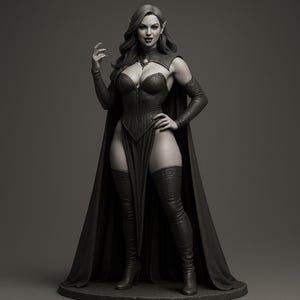 Gothic Elf Sorceress STL File | Female Warrior Queen Statue 3D Print Figurine Digital Download