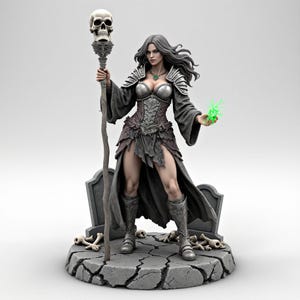 Dark Sorceress Statue STL File | Gothic Fantasy Female Mage 3D Printable Digital Download