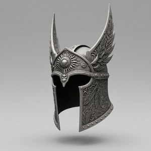3D Printable Winged Helmet: Sun Warrior Armor STL File (Digital Download