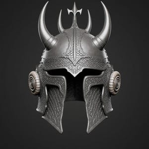 Fantasy Horned Helmet STL File: Gothic Warrior Armor 3D Printable Model (Digital Download)