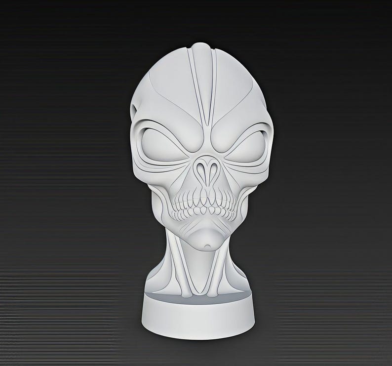 Alien Bust Sculpture STL – Extraterrestrial Gray Alien Head Statue for ...