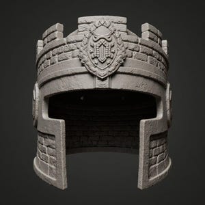 3D Printable Castle Fortress Helmet: Medieval Warrior Armor STL File (Digital Download