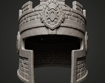 3D Printable Castle Fortress Helmet: Medieval Warrior Armor STL File (Digital Download