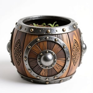 Viking Shield Planter STL & 3MF | 3D Printable Norse Style Vase Model