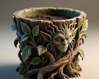 Tree Spirit Planter STL File – Fantasy Forest Guardian Pot for 3D Printing, Digital Download
