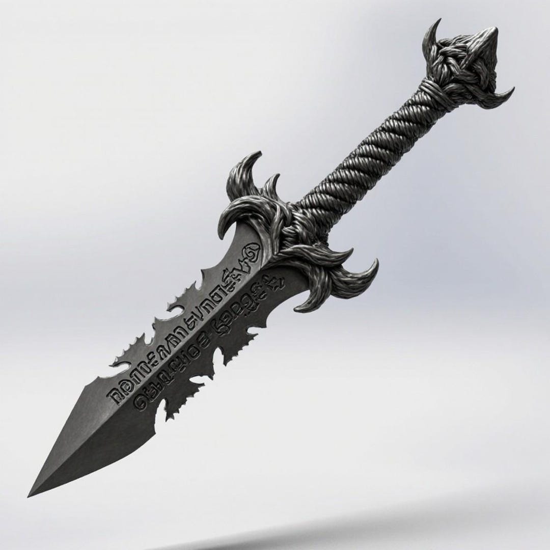 Runic Dagger STL File | Dark Fantasy Cursed Blade 3D Printable Medieval ...
