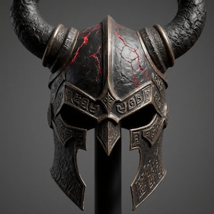 Demonic Horned Helmet STL | Dark Warrior Evil Armor 3D Model