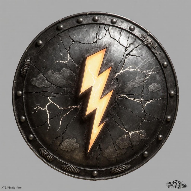 Metal Shield Rim Texture Lightning Bolt Shield STL File for 3D Printing Armor - Etsy