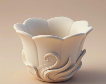 Elegant Flower Bowl STL File – Floral Planter for 3D Printing, Digital Download