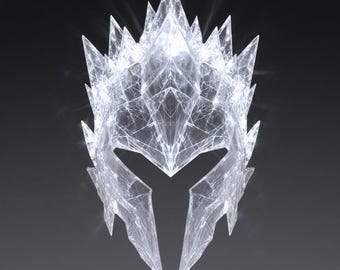 Ice Crystal Warrior Helmet STL File: 3D Printable Cosplay Armor (Digital Download