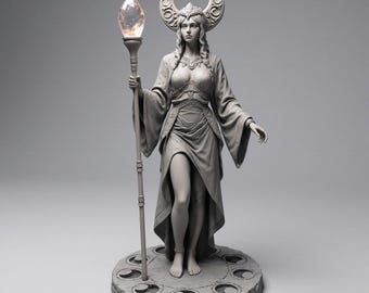 Moon Goddess Statue STL File | Mystical Fantasy Female Figure 3D Printable Digital Download