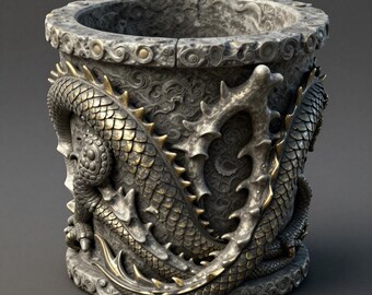 Fichier STL de pot décoratif sur le thème du dragon – navire dragon fantastique pour impression 3D, téléchargement numérique