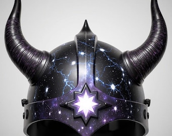 Cosmic Horned Helmet STL File: Galaxy Fantasy Armor, 3D Printable Model (Digital Download)