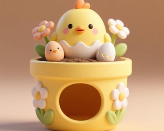 Maceta de pollito kawaii (archivo STL) - Descarga digital