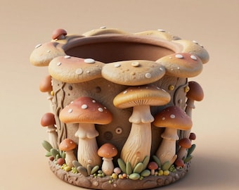 Mushroom Forest Planter STL File – Fantasy Fairy Garden Pot for 3D Printing, Digital Download