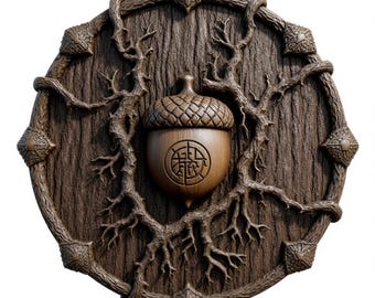 Acorn Tree Roots Wall Art STL | Nature Inspired 3D Model Digital Download