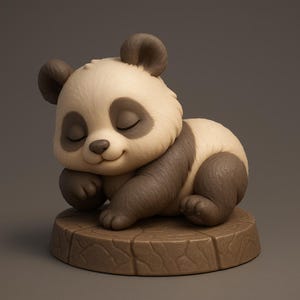 Sleeping Chibi Panda Figurine: 3D Printable STL Model (Digital Download)